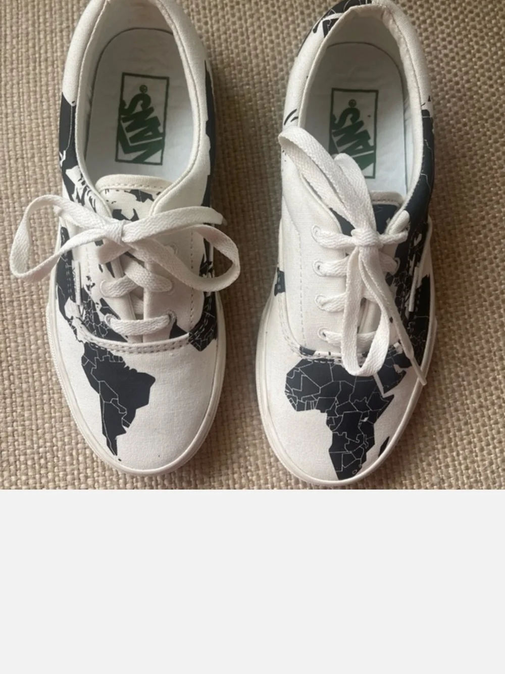Vans Era Sneakers with Black World Map Print - White/Black